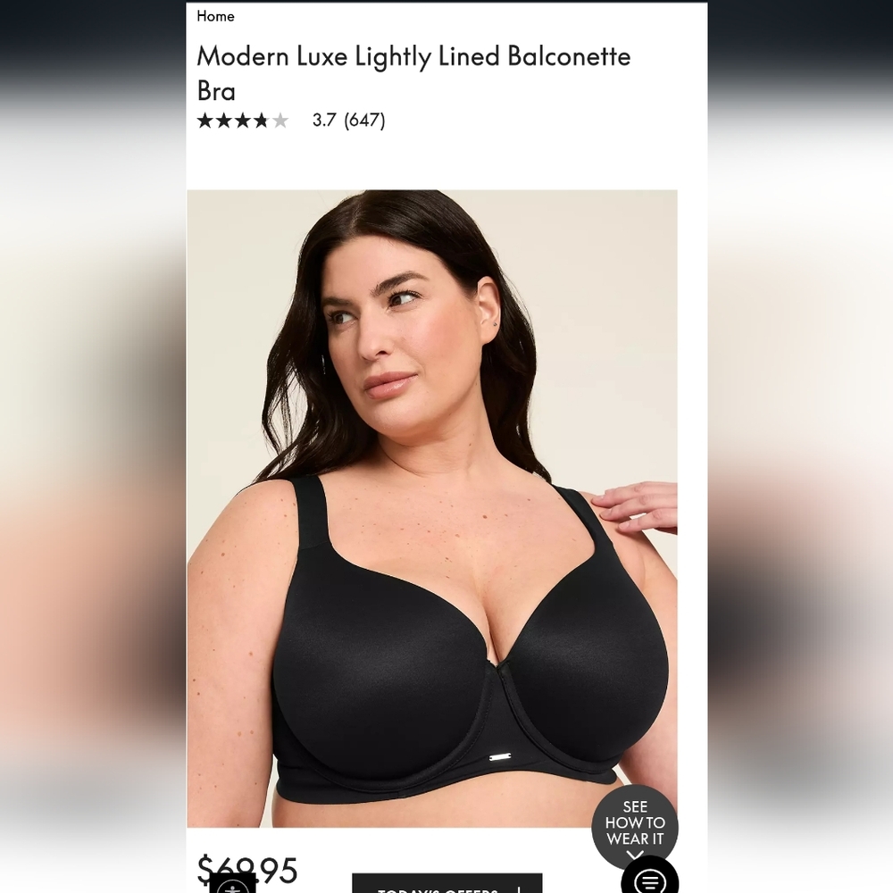 Cacique Sleek Black Lightly Lined Bra